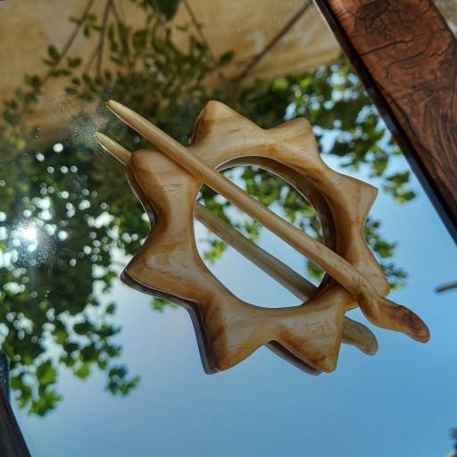 گیره مو چوبی دستساز خورشید چوبی گالری با